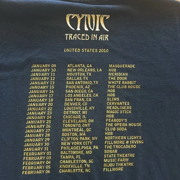 Cynic - Traced in Air - 2010 Tour Shirt - Picture 5 of 6
